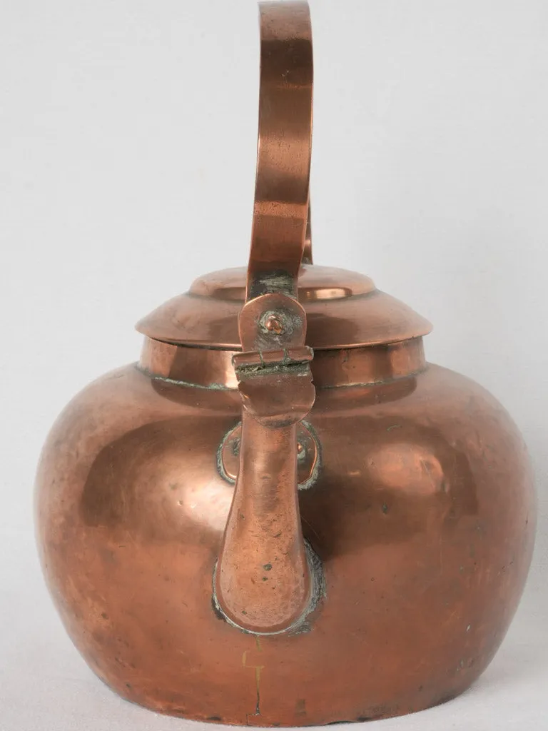 Large 19th-century French copper kettle w/ lidded spout