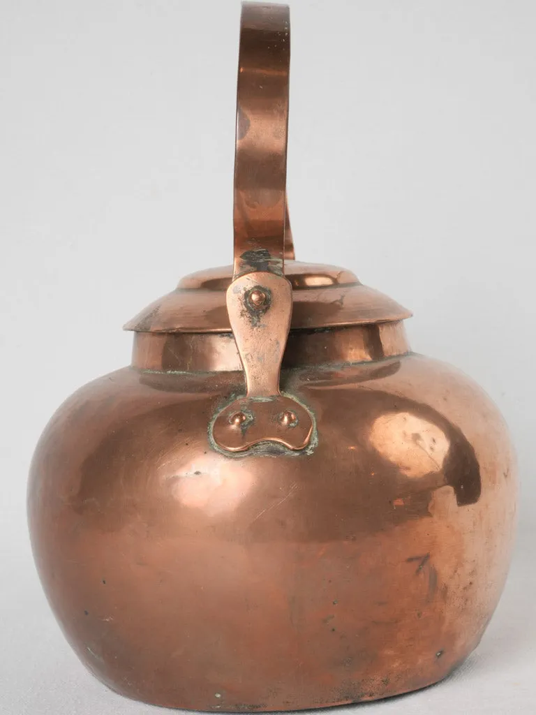 Large 19th-century French copper kettle w/ lidded spout