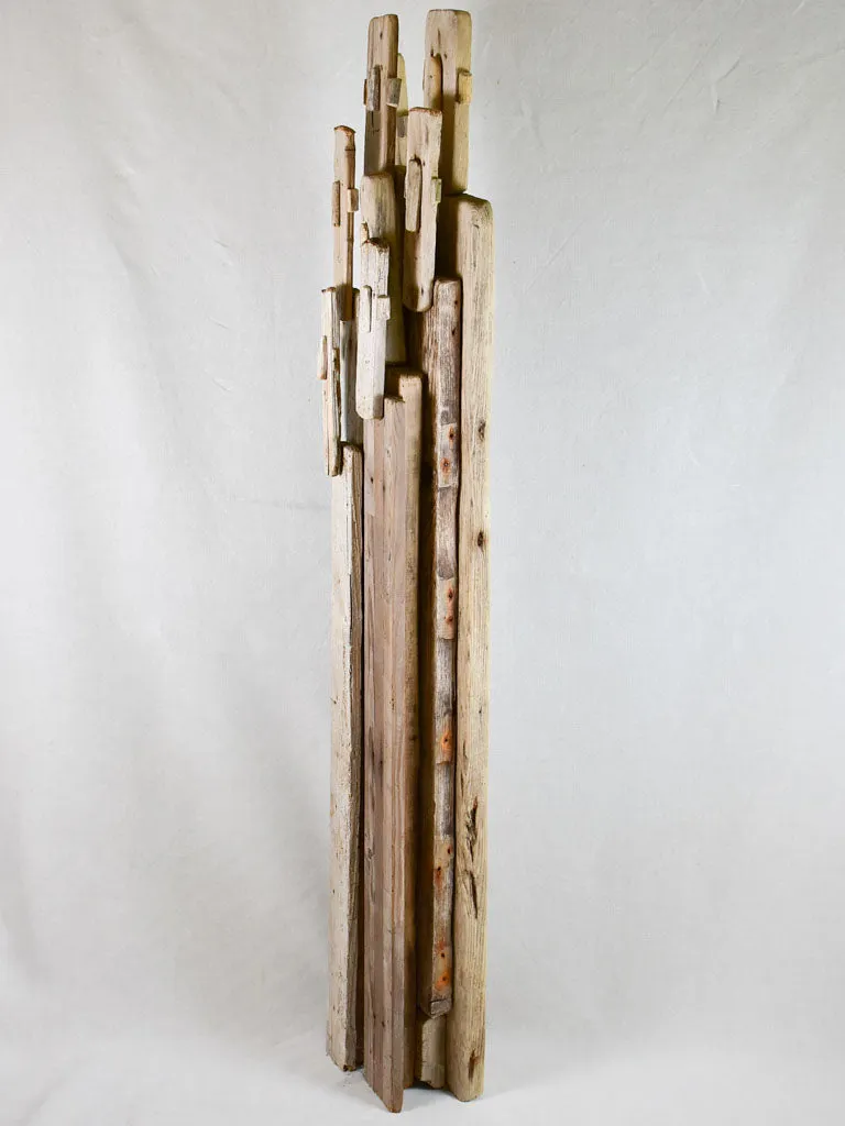 Large driftwood totem sculpture by JP Dreano - 8 characters 61½"