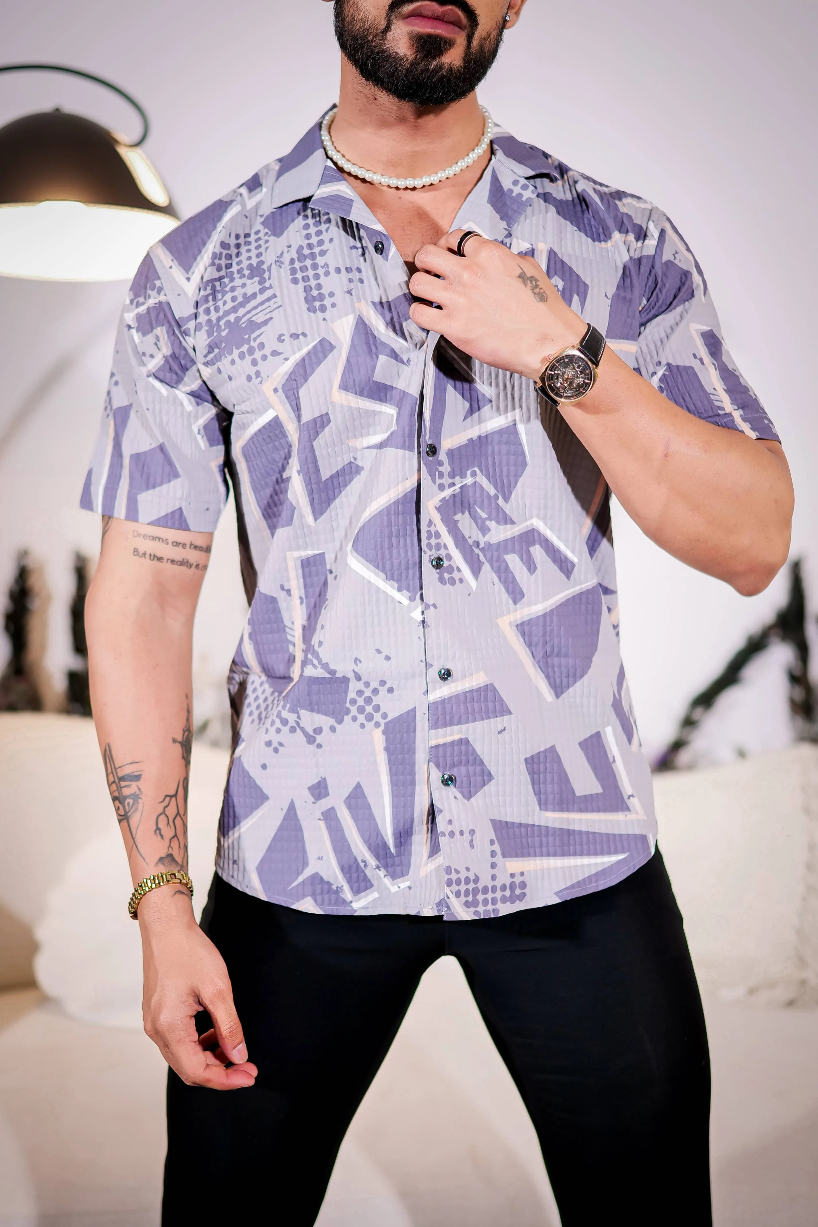 Lavender Grey Half Sleeve Imported Premium Shirt for Men's