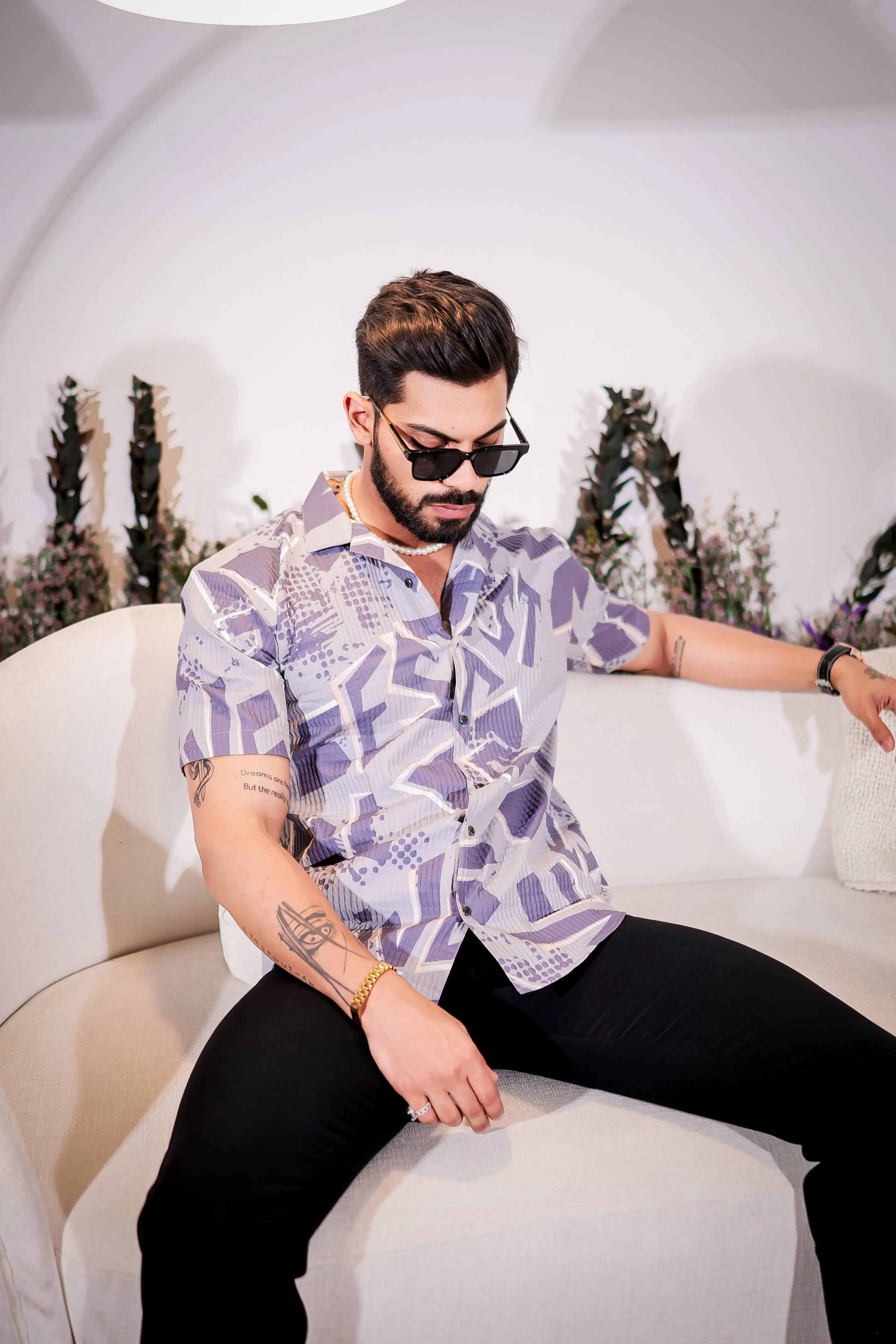 Lavender Grey Half Sleeve Imported Premium Shirt for Men's