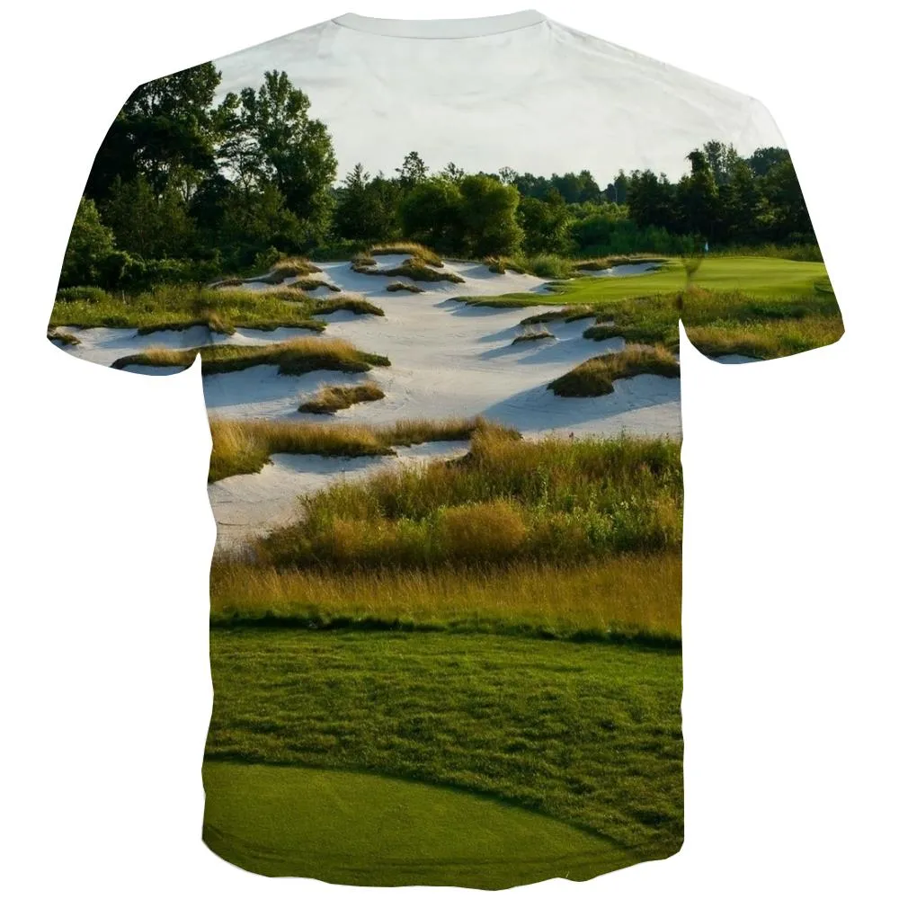 Lawn T-shirt Men Golf Shirt Print Forest Tshirt Anime Natural T-shirts 3d Game Tshirts Casual