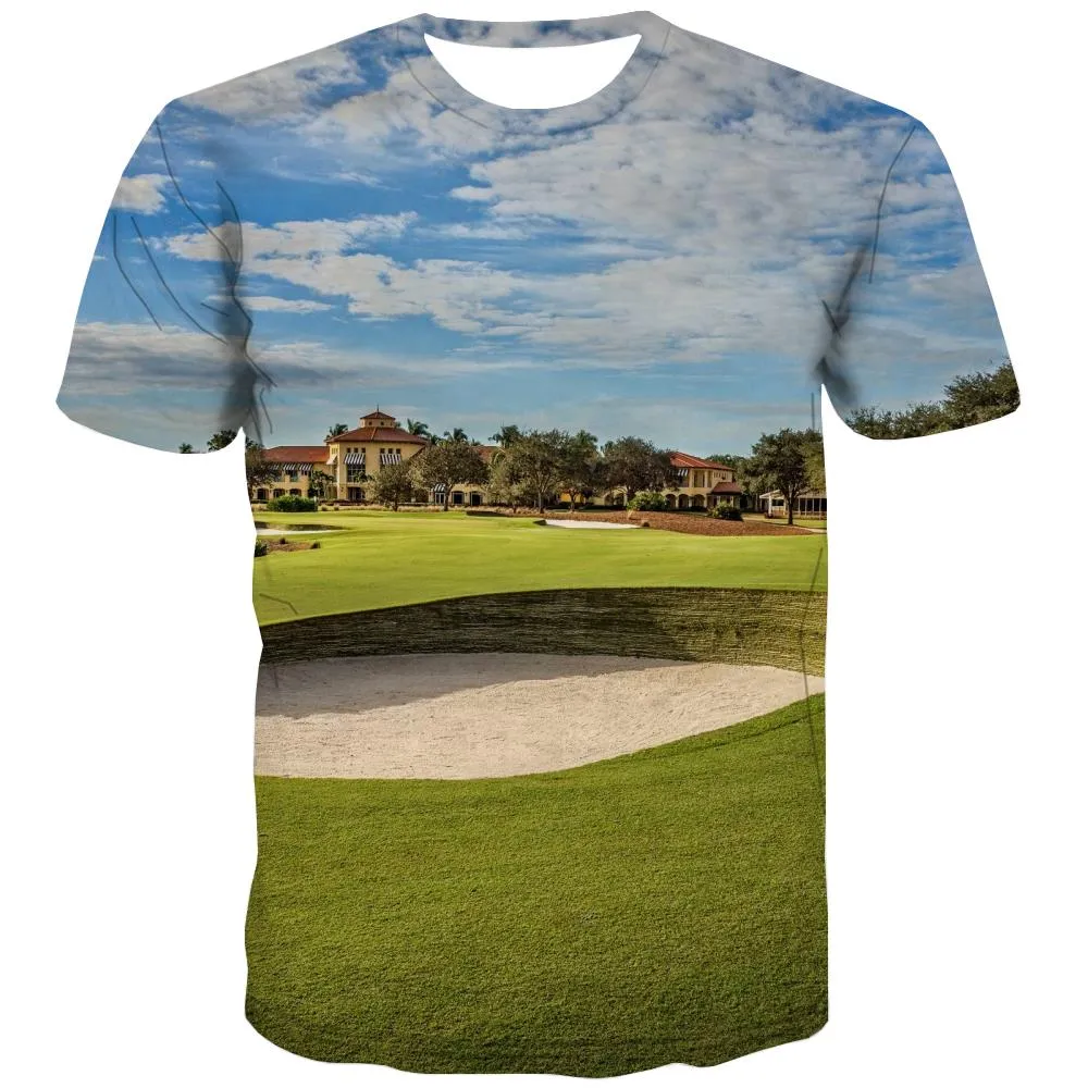 Lawn T shirts Men Golf Tshirt Anime Forest T-shirts Graphic Natural Tshirt Printed Game Tshirts Novelty