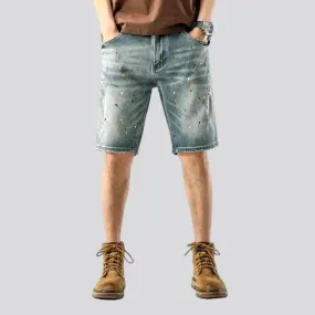 Light-wash men's denim shorts