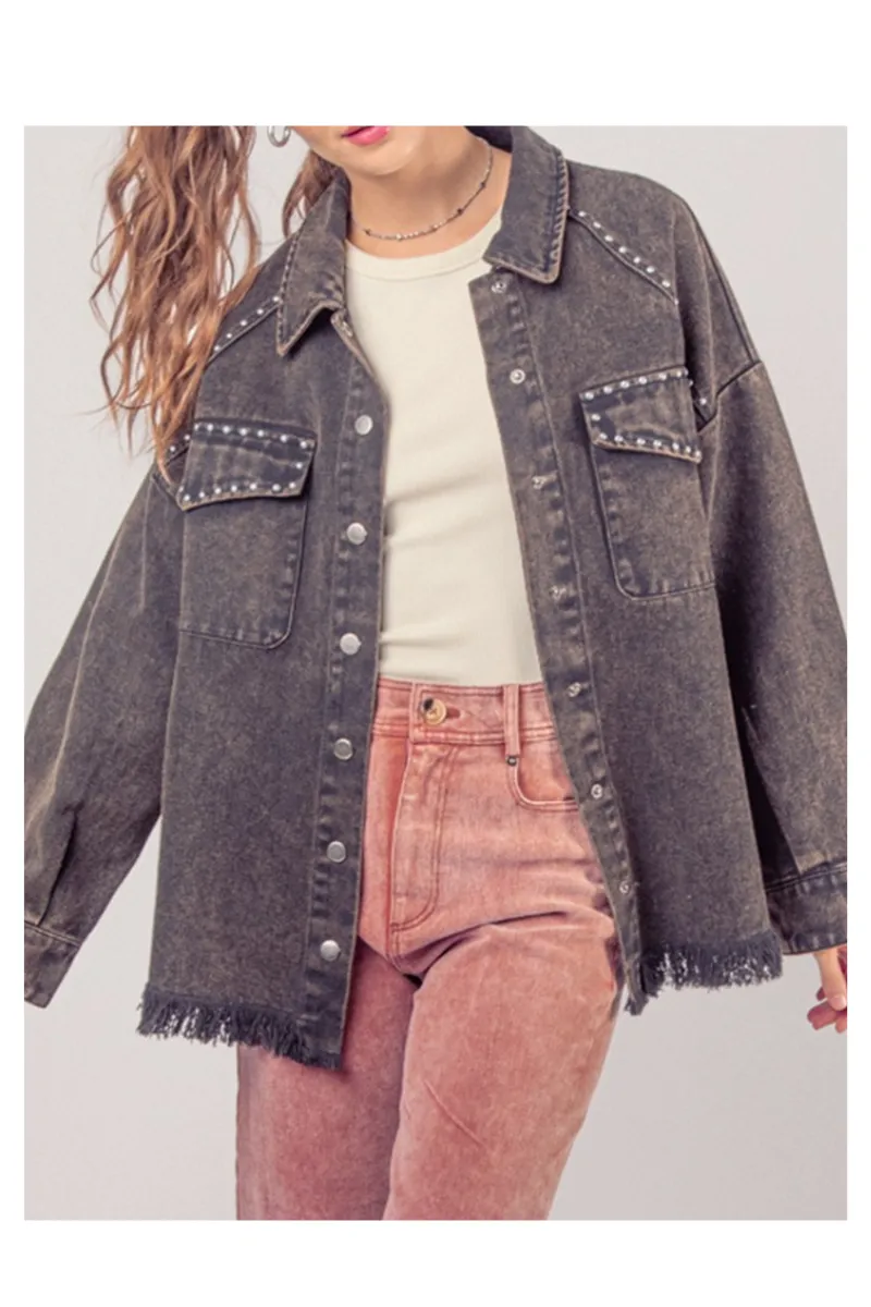 Lovebird Studded Denim Jacket