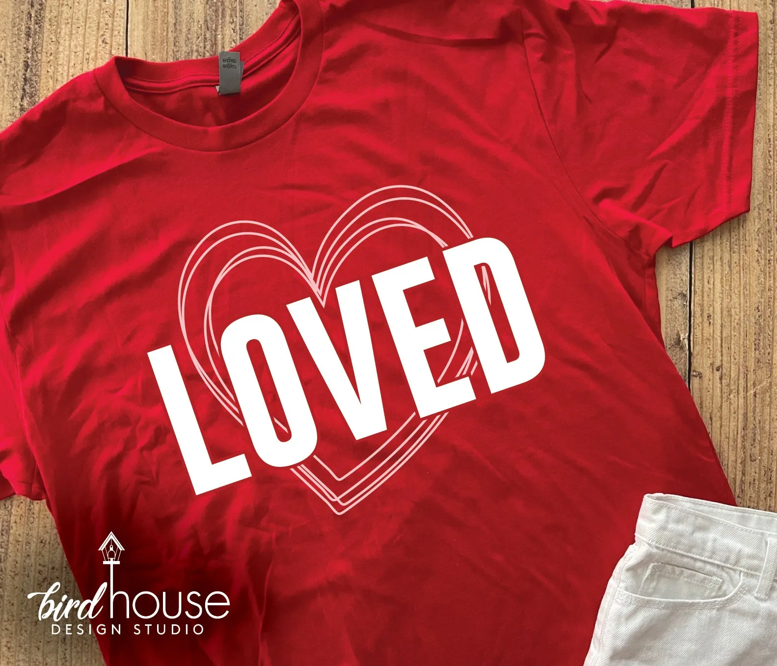 Loved with Hearts, Cute Valentines Day Shirt, Pick an ColorS, Matte or Glitter, Personalized