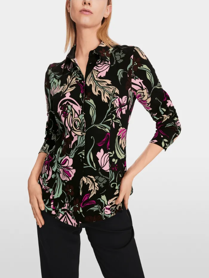 Marc Cain Collections Shirt Blouse In Flower Print XC 51.26 J21 COL 900