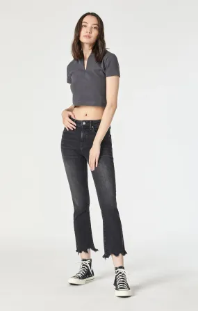 Mavi Anika Crop Flare Dark Smoke Flex Blue