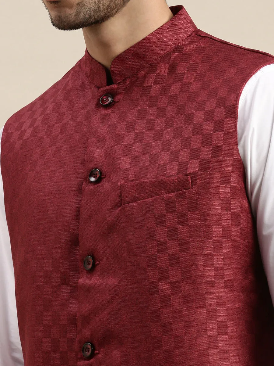 Men Ethnic Jacket Maroon DD2