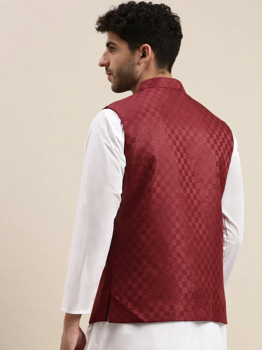 Men Ethnic Jacket Maroon DD2