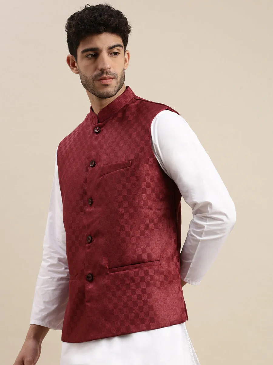 Men Ethnic Jacket Maroon DD2