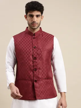 Men Ethnic Jacket Maroon DD2