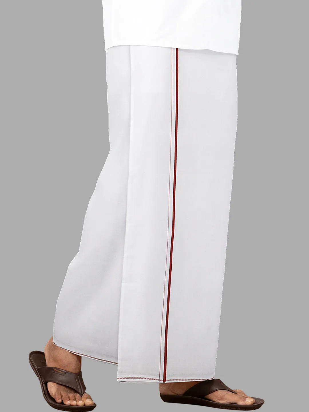 Men Formal White Full Sleeves Shirt with Small Border Dhoti Combo