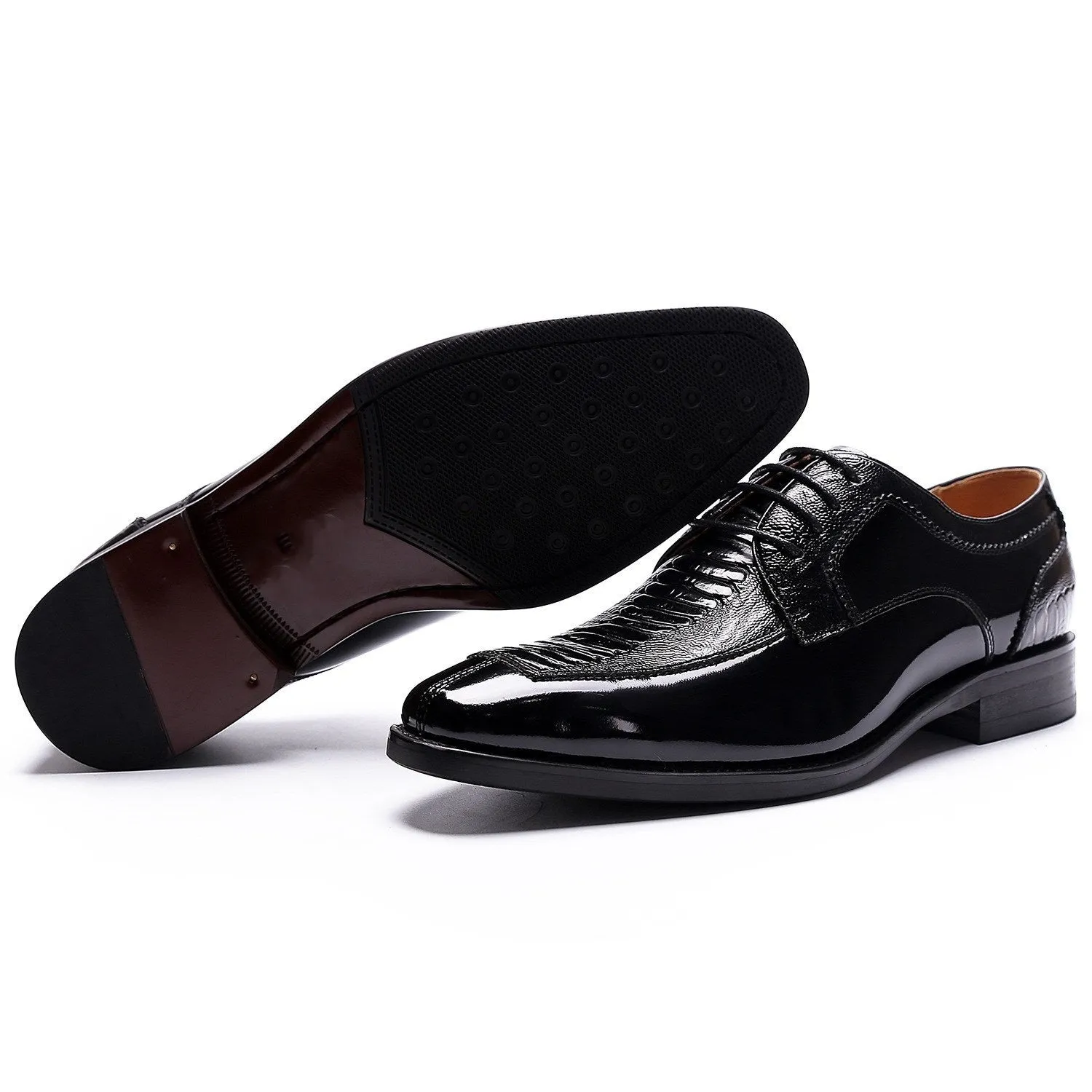 Men Snake Skin Lace Up Two Tones Oxford Shoes