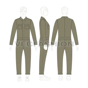 Mens Boiler Suit Vector Sketch