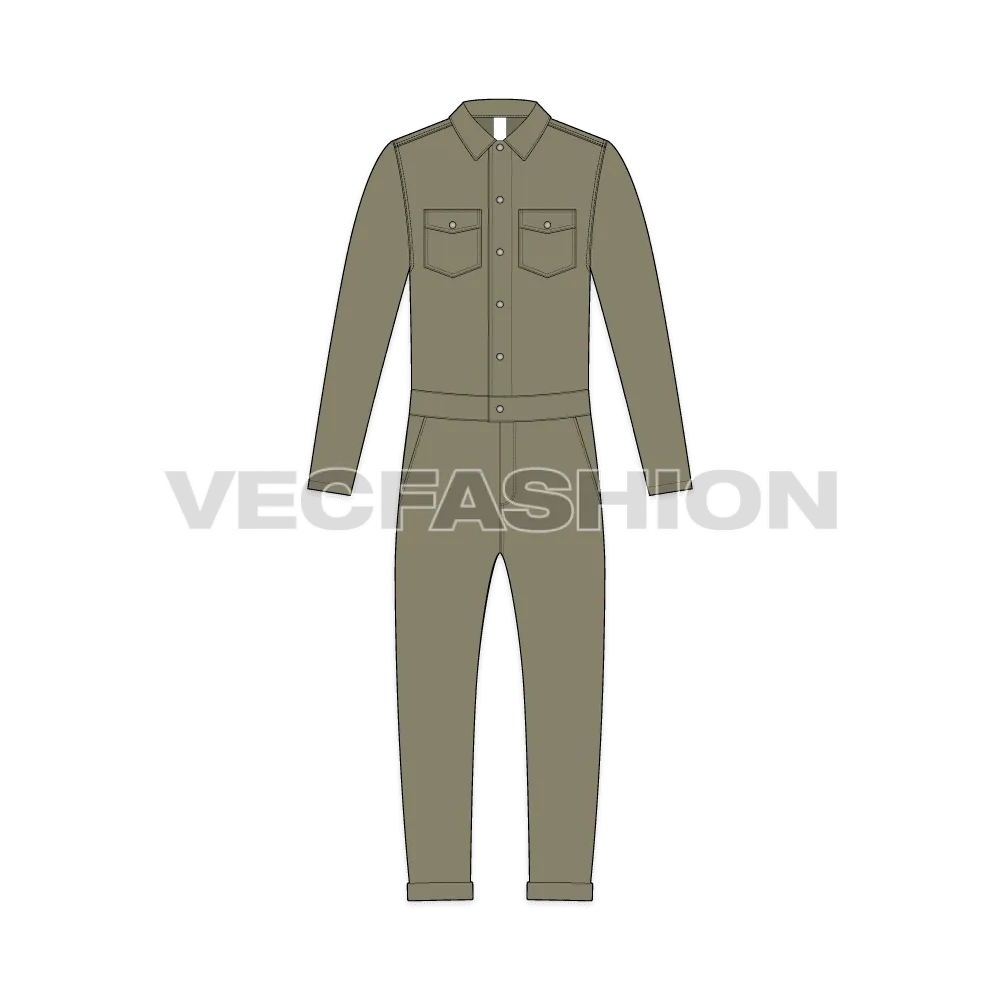 Mens Boiler Suit Vector Sketch