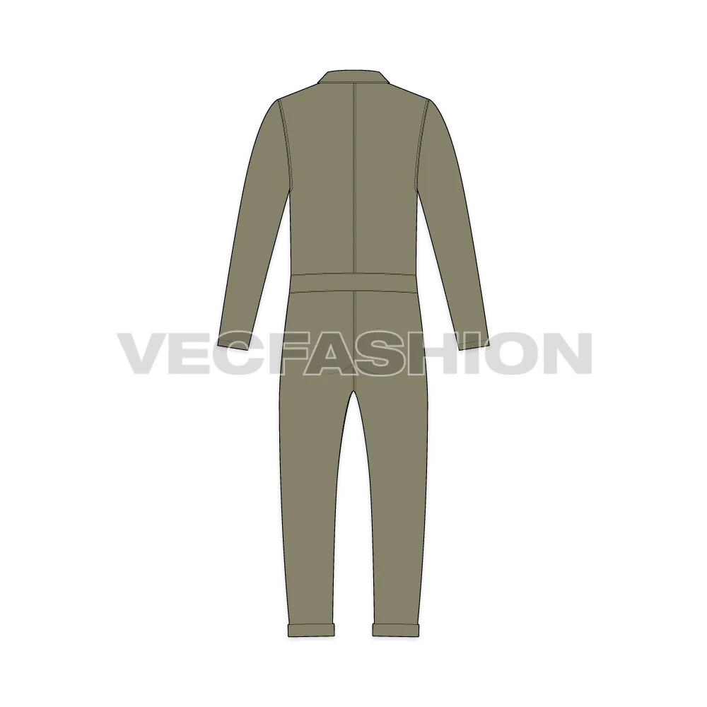 Mens Boiler Suit Vector Sketch