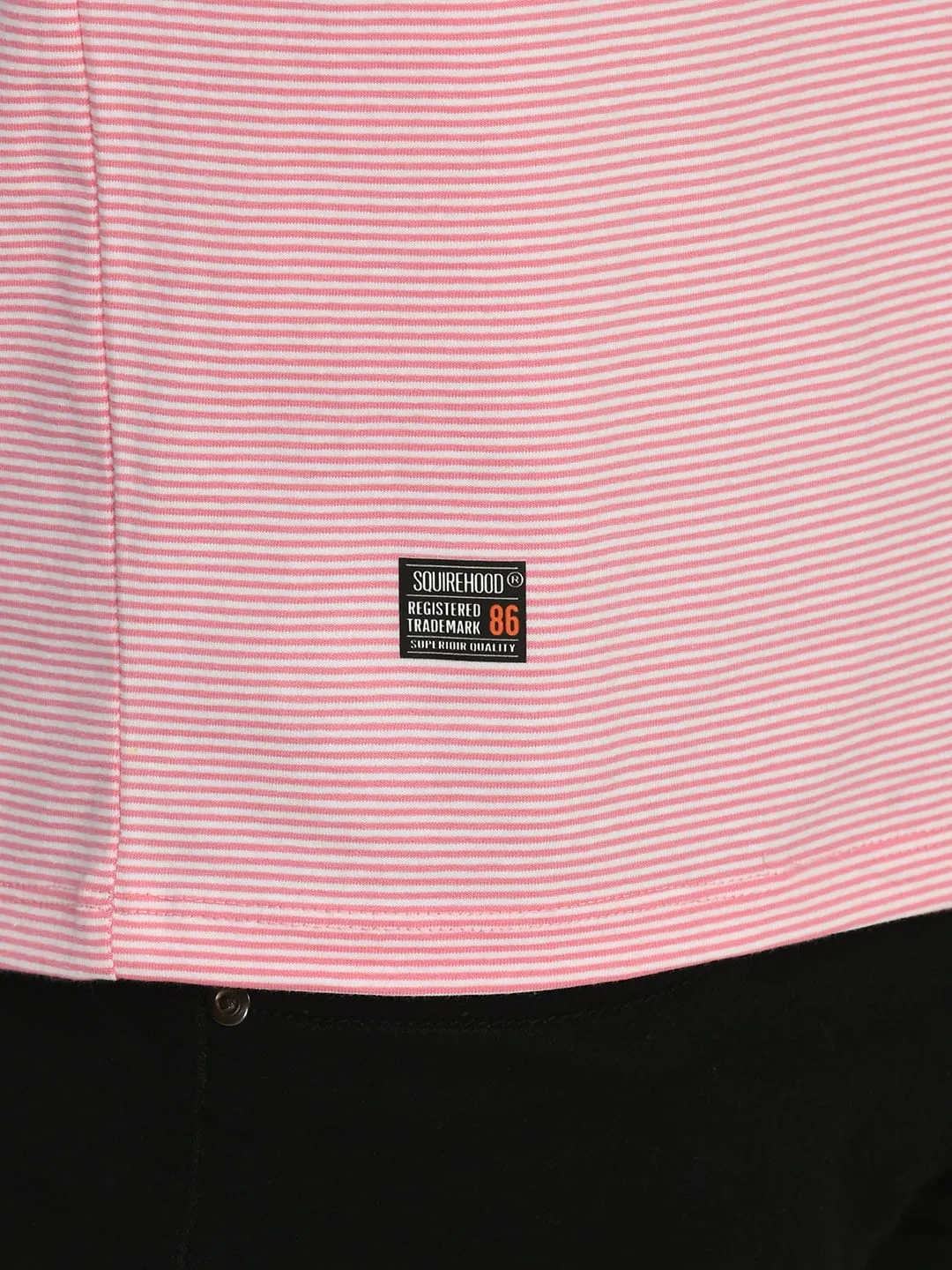 Men's Pink White Striped T-Shirt