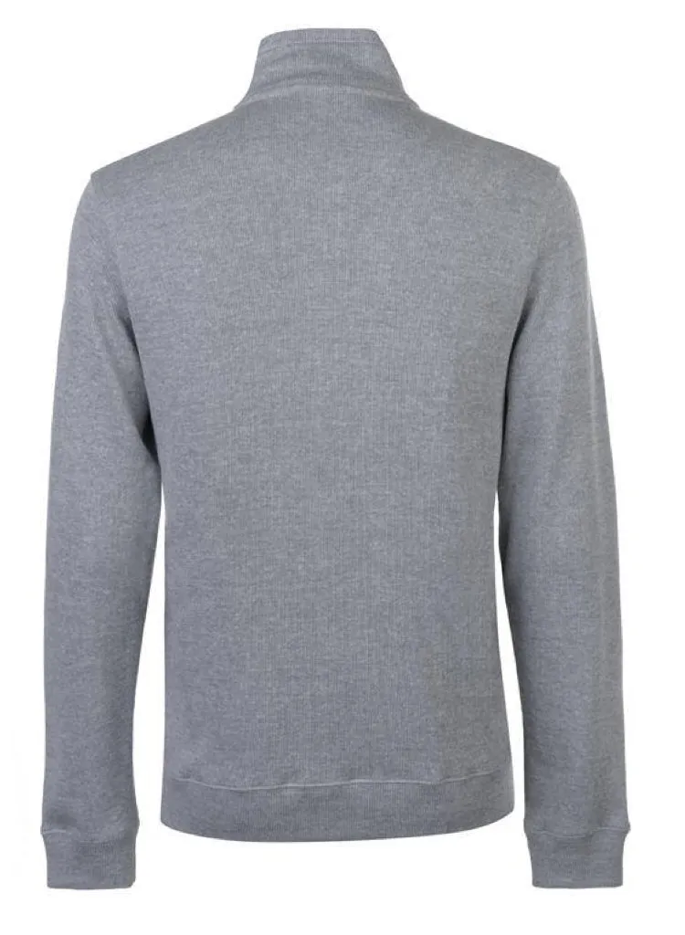 Mens Quarter Zip Long Sleeved Funnel neck Grey Jumper.