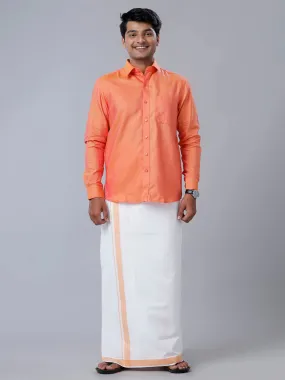 Mens Single Dhoti with Matching Shirt Combo C102