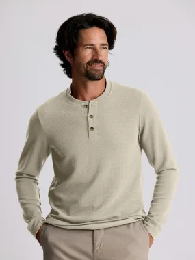 Men's Waffle Long Sleeve Henley - Sandstone