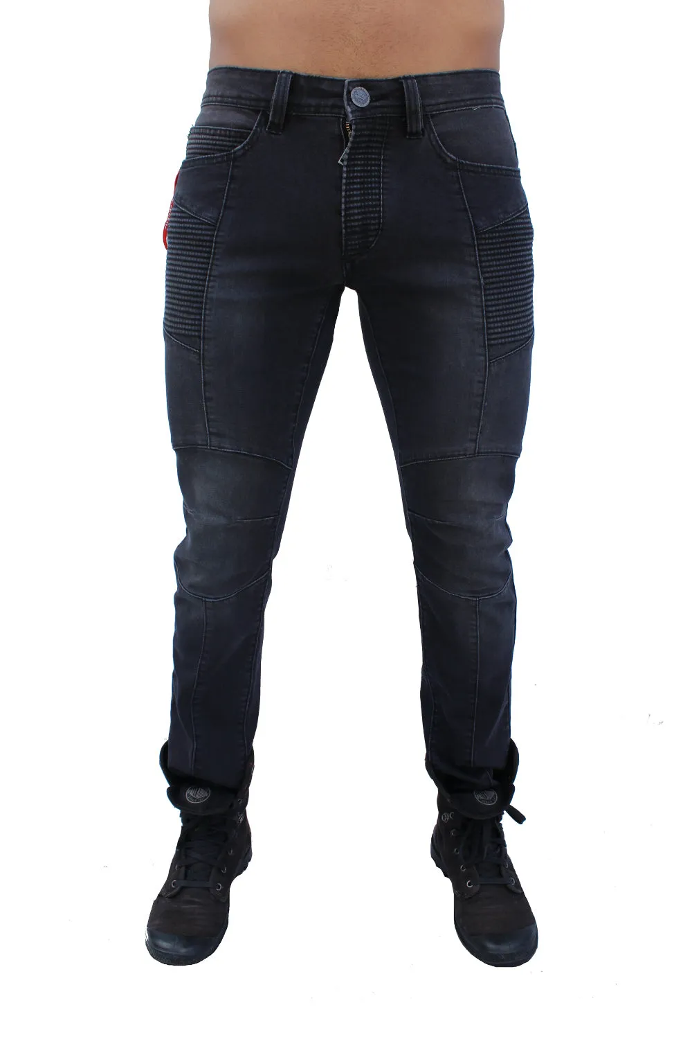 Milo Black Wash With Moto Stitch Details Jeans