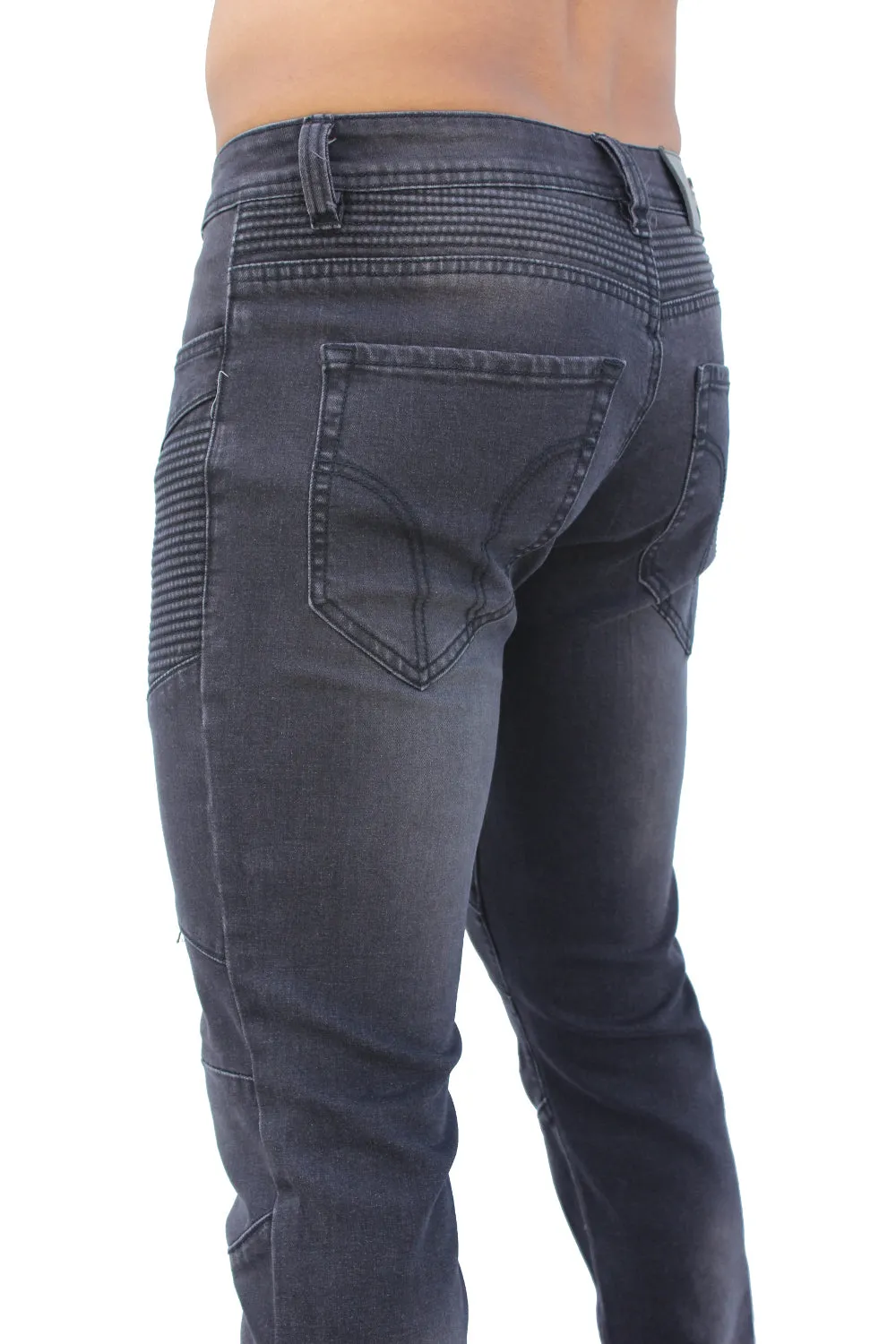 Milo Black Wash With Moto Stitch Details Jeans