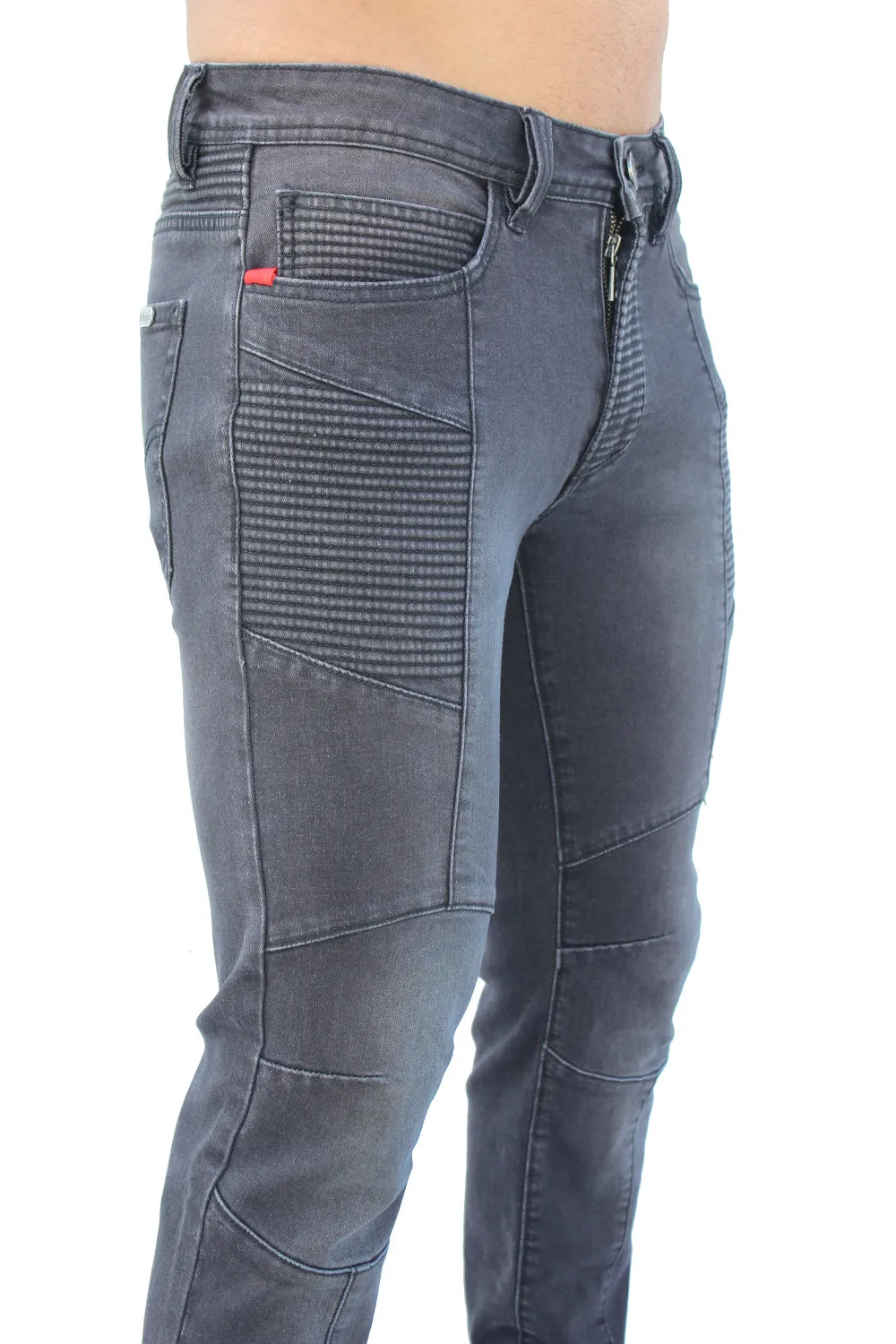 Milo Black Wash With Moto Stitch Details Jeans