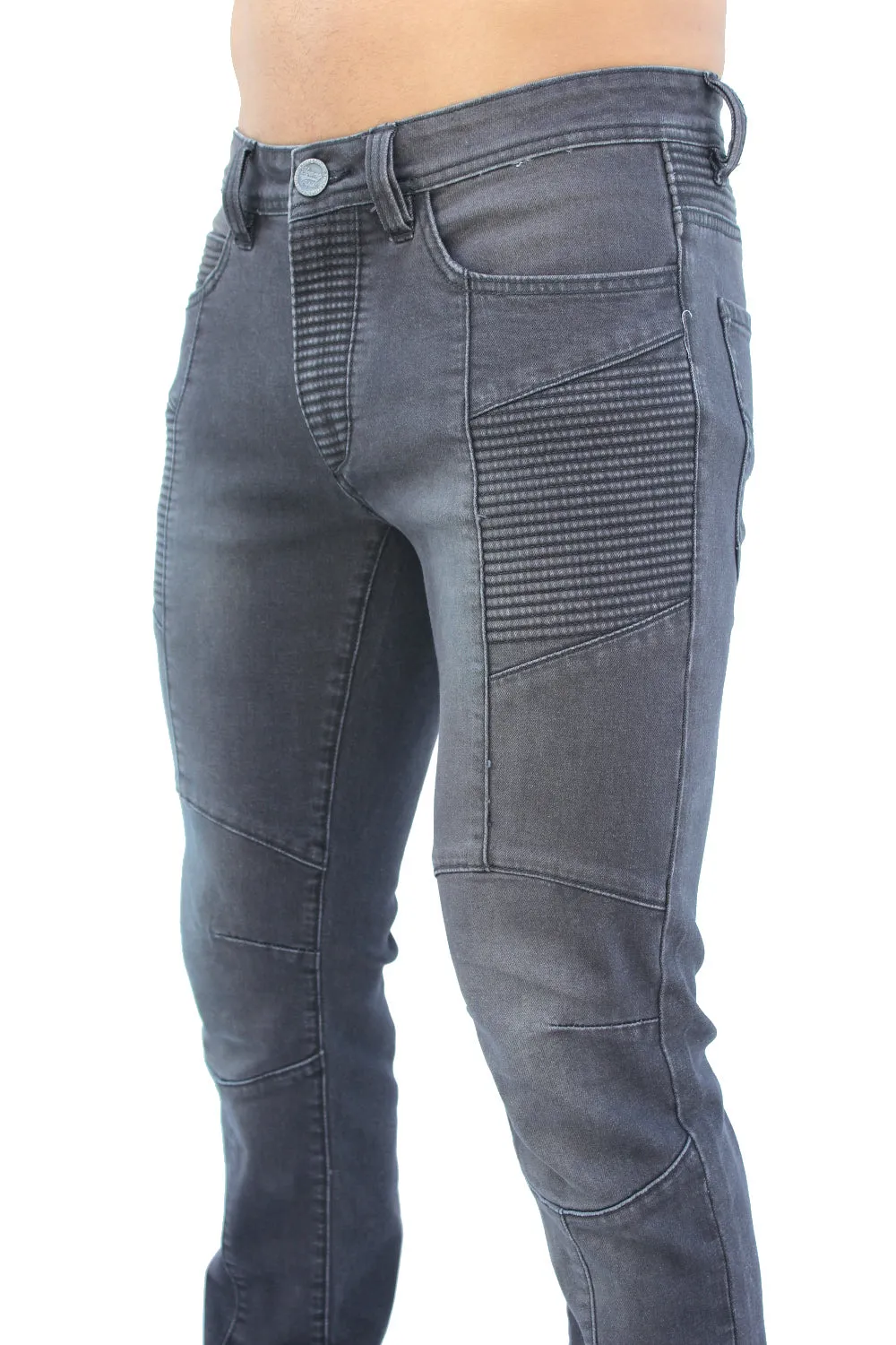 Milo Black Wash With Moto Stitch Details Jeans