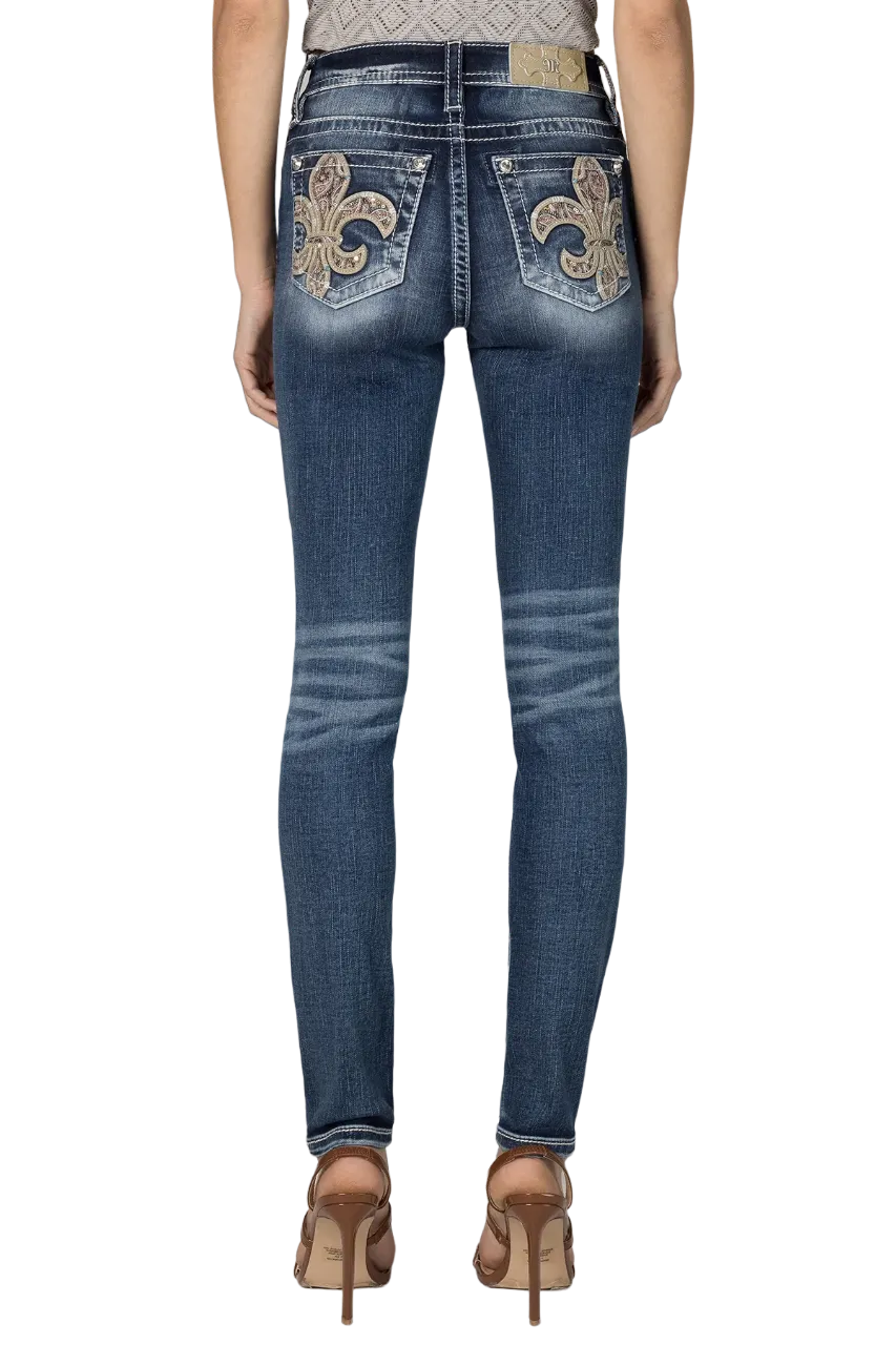 Miss Me Women's Fantastic Fleur De Lis Skinny Jean