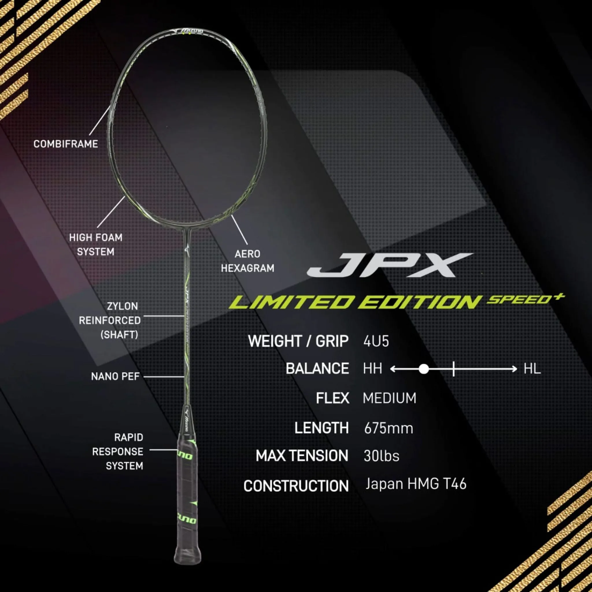 Mizuno JPX Limited Edition Speed   Badminton Racket