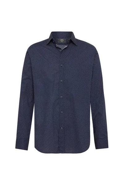 M.J. Bale - Mackney Polka Dot Shirt - Navy with Pink