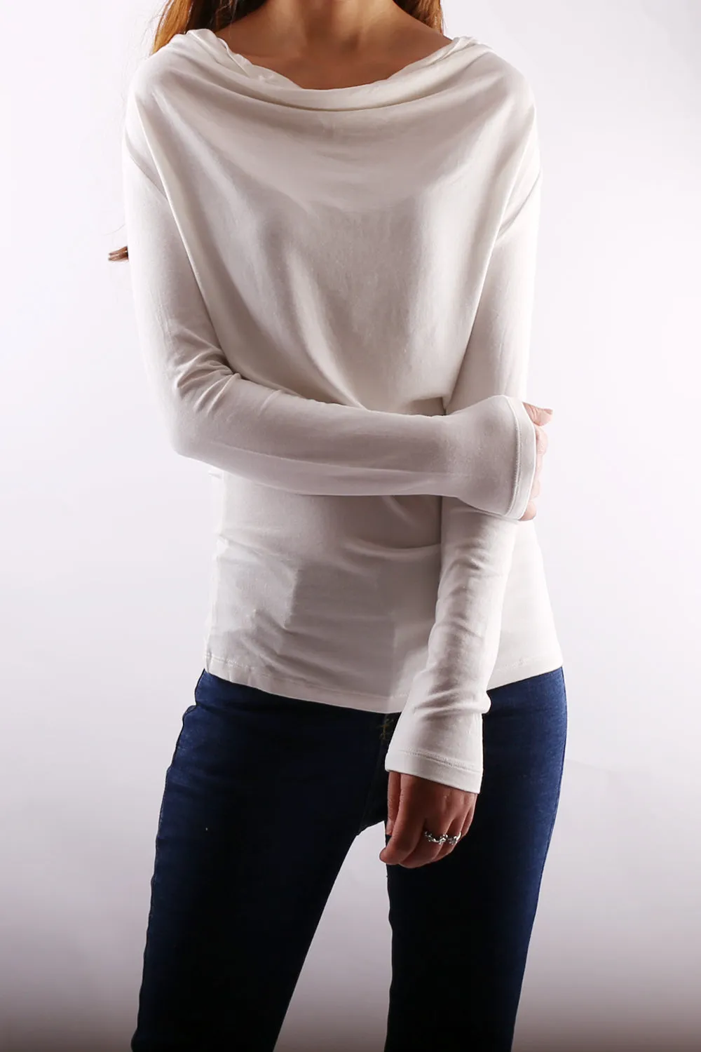 Modal Cotton draping long sleeve T-shirt/modal top/soft cotton shirt(Y1802)