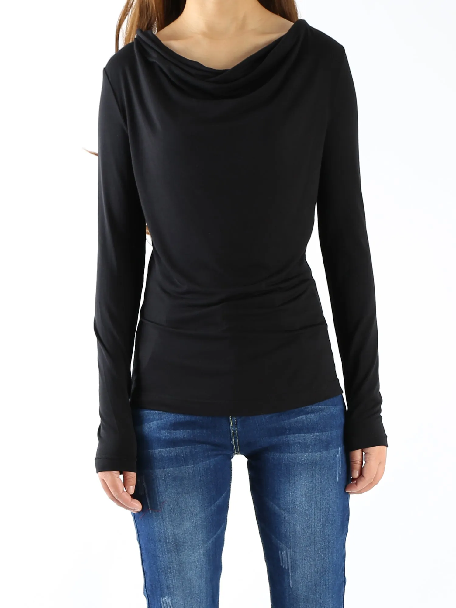 Modal Cotton draping long sleeve T-shirt/modal top/soft cotton shirt(Y1802)