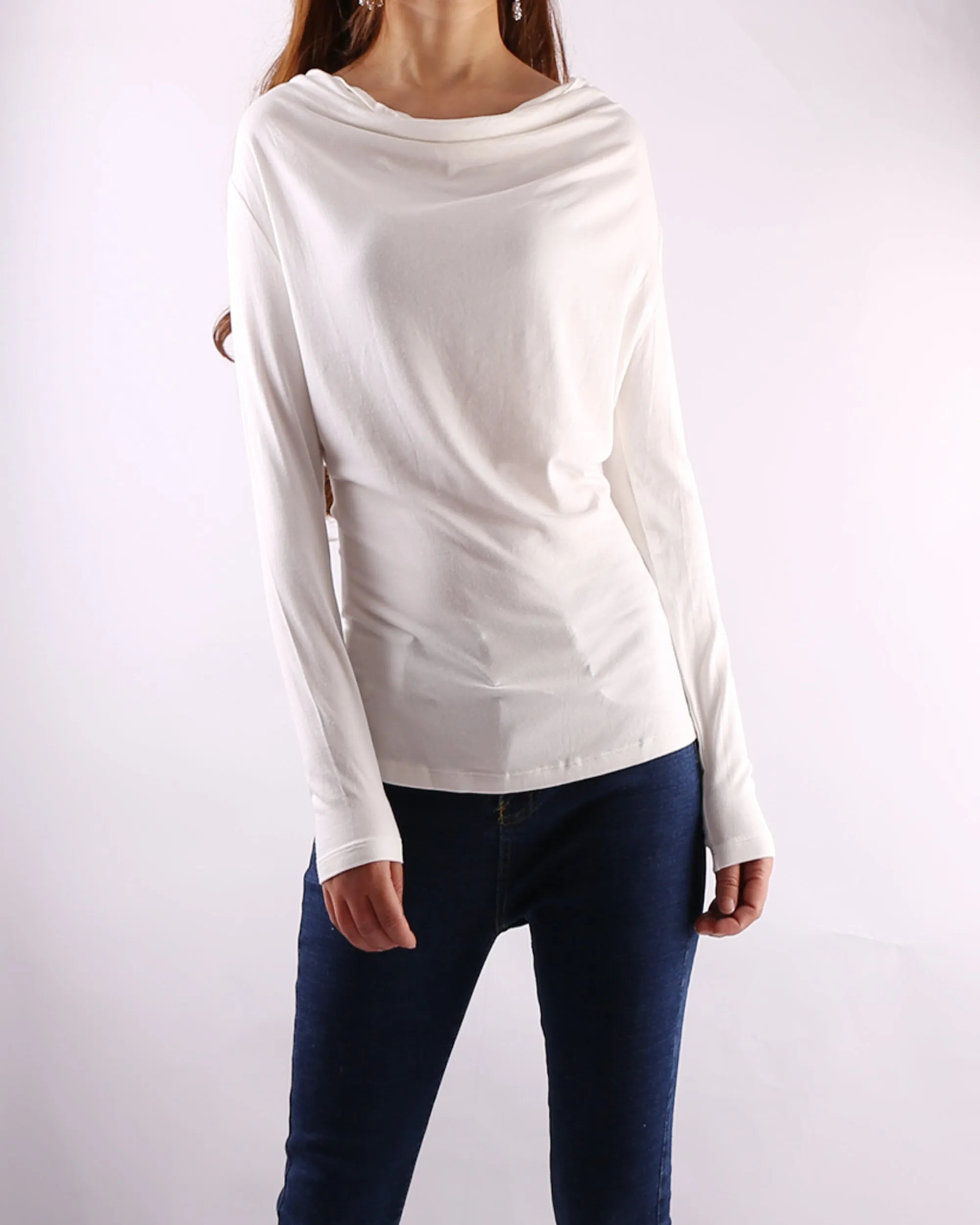 Modal Cotton draping long sleeve T-shirt/modal top/soft cotton shirt(Y1802)