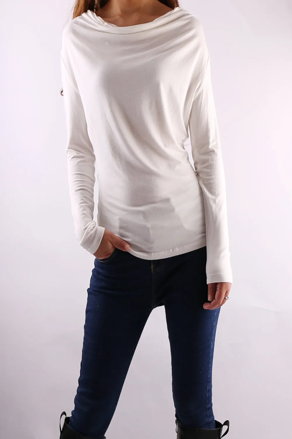 Modal Cotton draping long sleeve T-shirt/modal top/soft cotton shirt(Y1802)