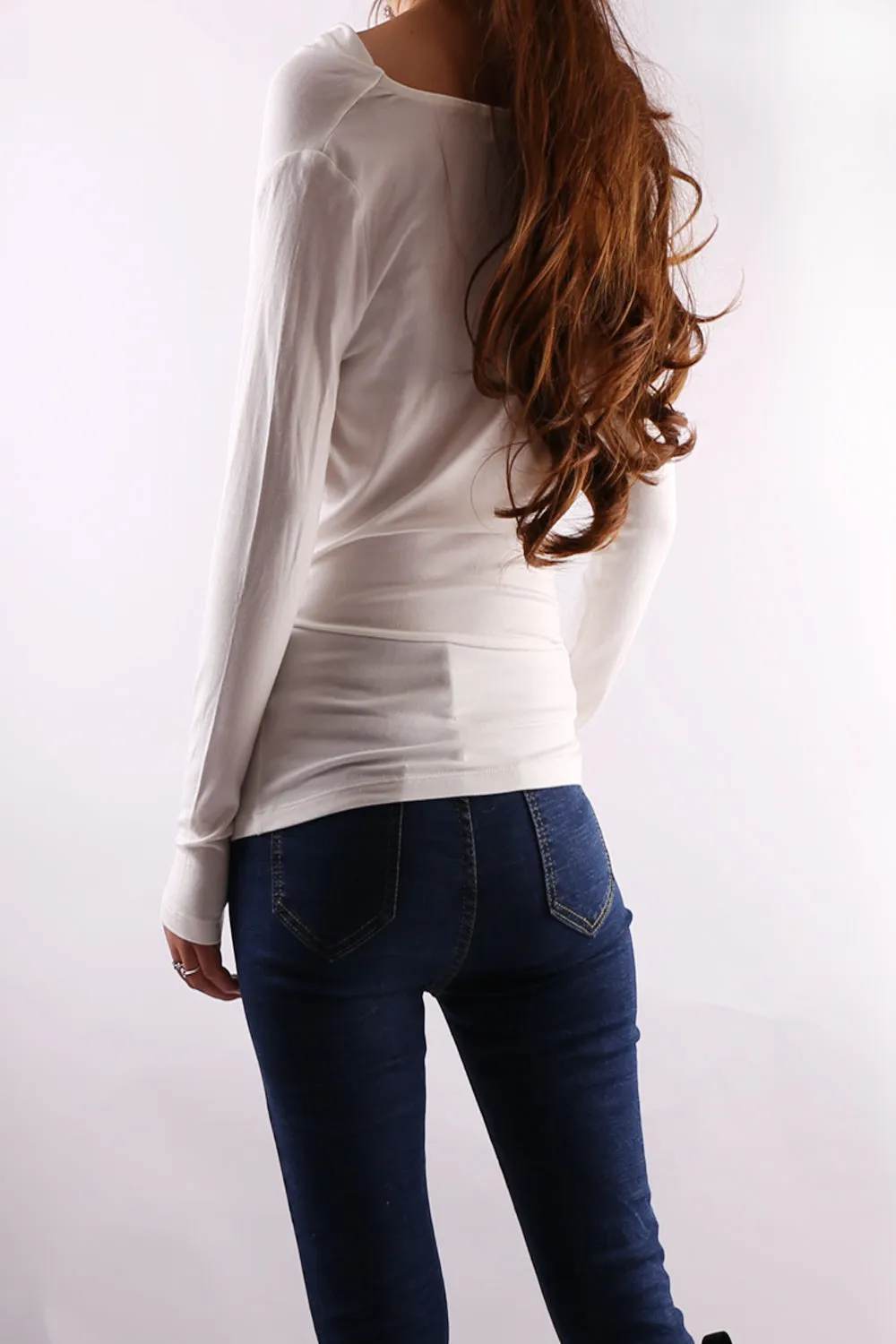 Modal Cotton draping long sleeve T-shirt/modal top/soft cotton shirt(Y1802)