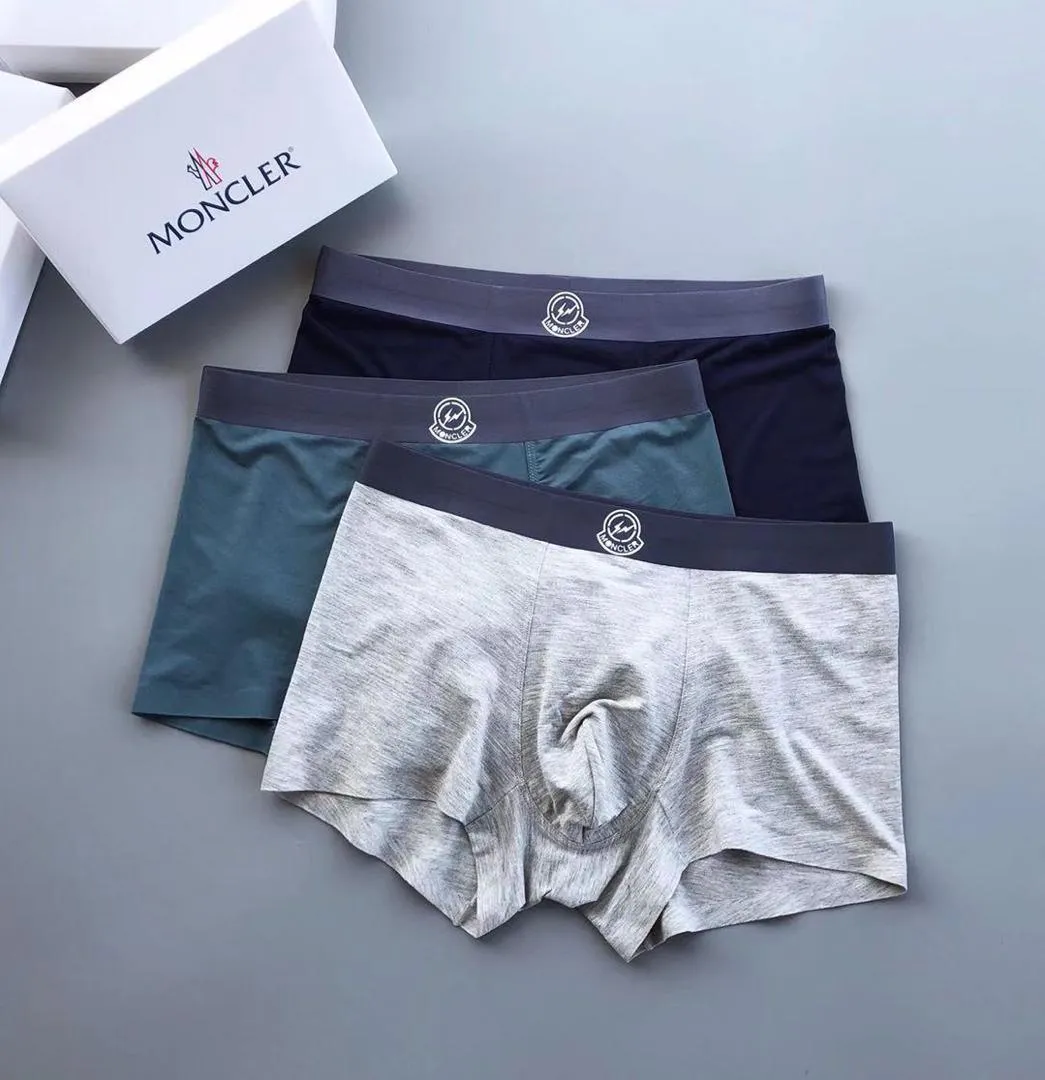 Monc 3 Packs Stretch Organic Cotton Logo Waistband  Boxers