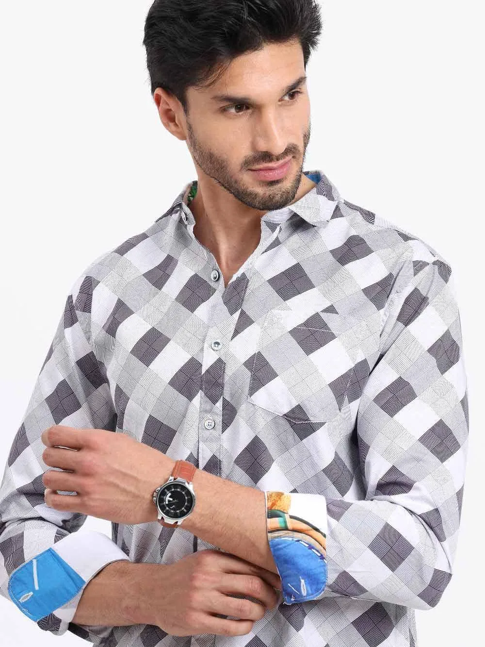 Monochrome Fun Printed Full Sleeve Shirt