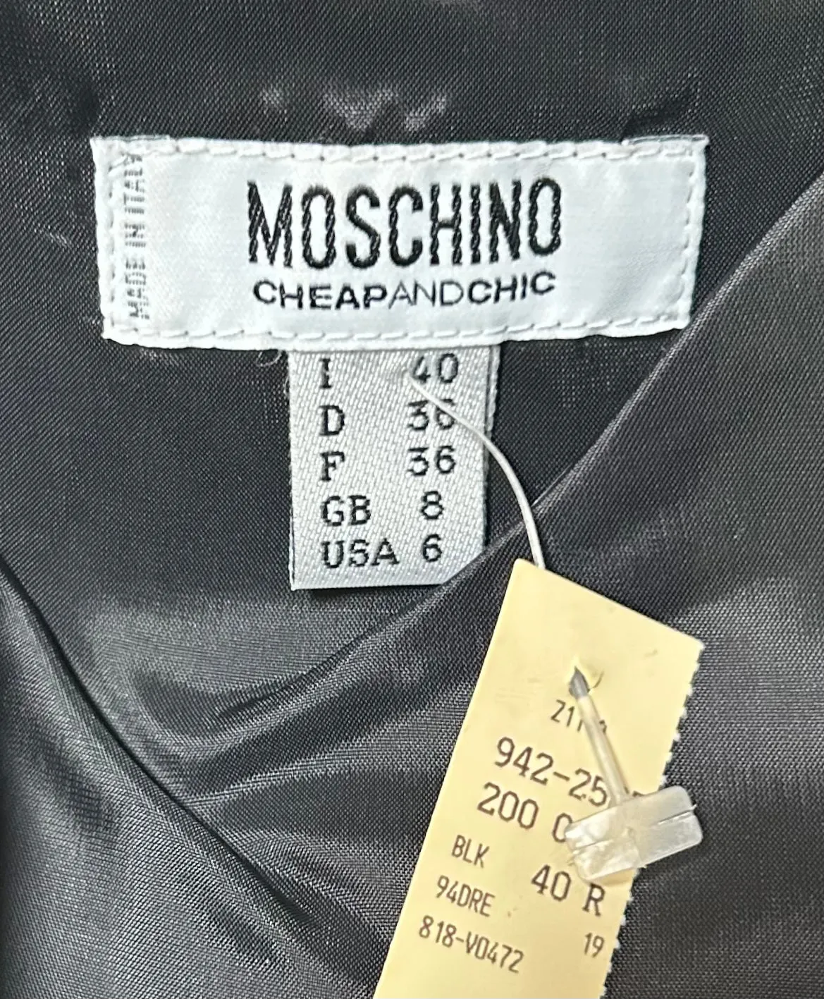 Moschino Y2K Cheap & Chic Alterations Themed Little Black Dress, NWT