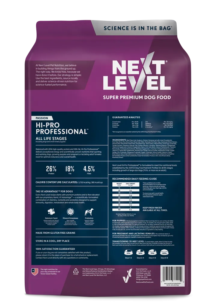 Next Level Super Premium Dog Food Hi-Pro Professional