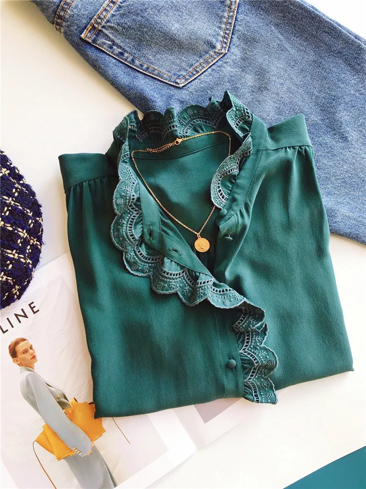 NoNothing | Stunning 100% silk blouse in green