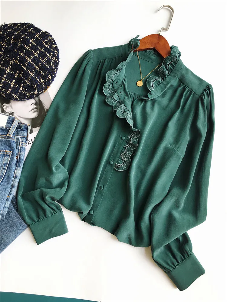 NoNothing | Stunning 100% silk blouse in green