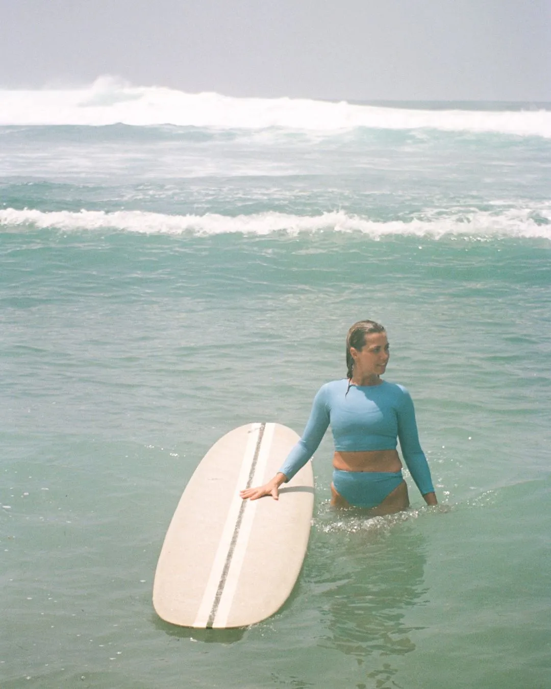 Noserider Cropped Rash Guard in Blue Crush