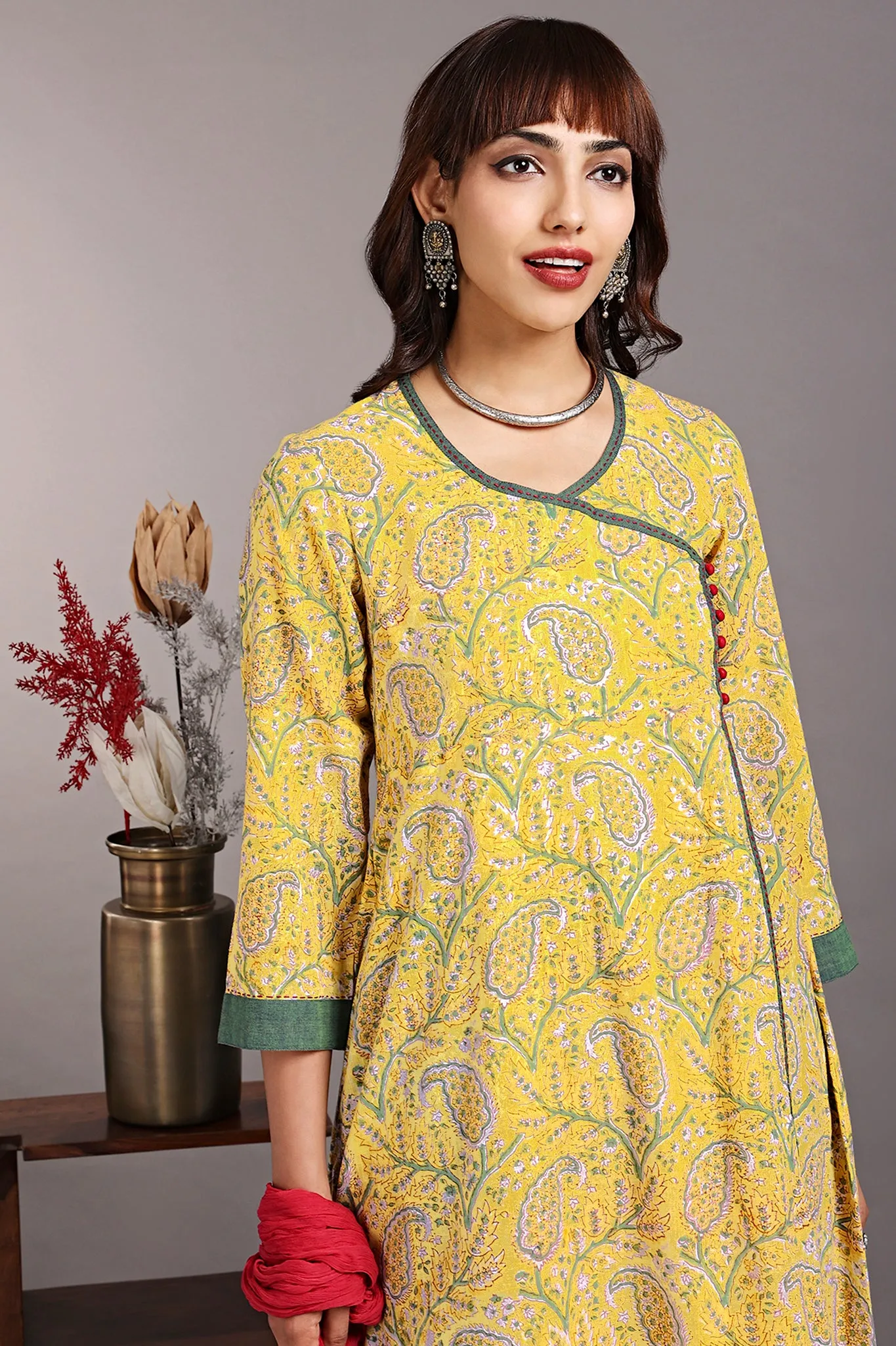 overlap angrakha - tantalizing yellow & enchanted paisley