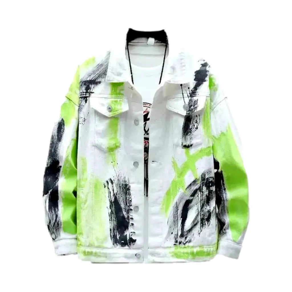 Painted oversized street men's denim jacket