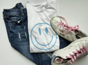 Pastel Smiley Face Crewneck Tee Shirt