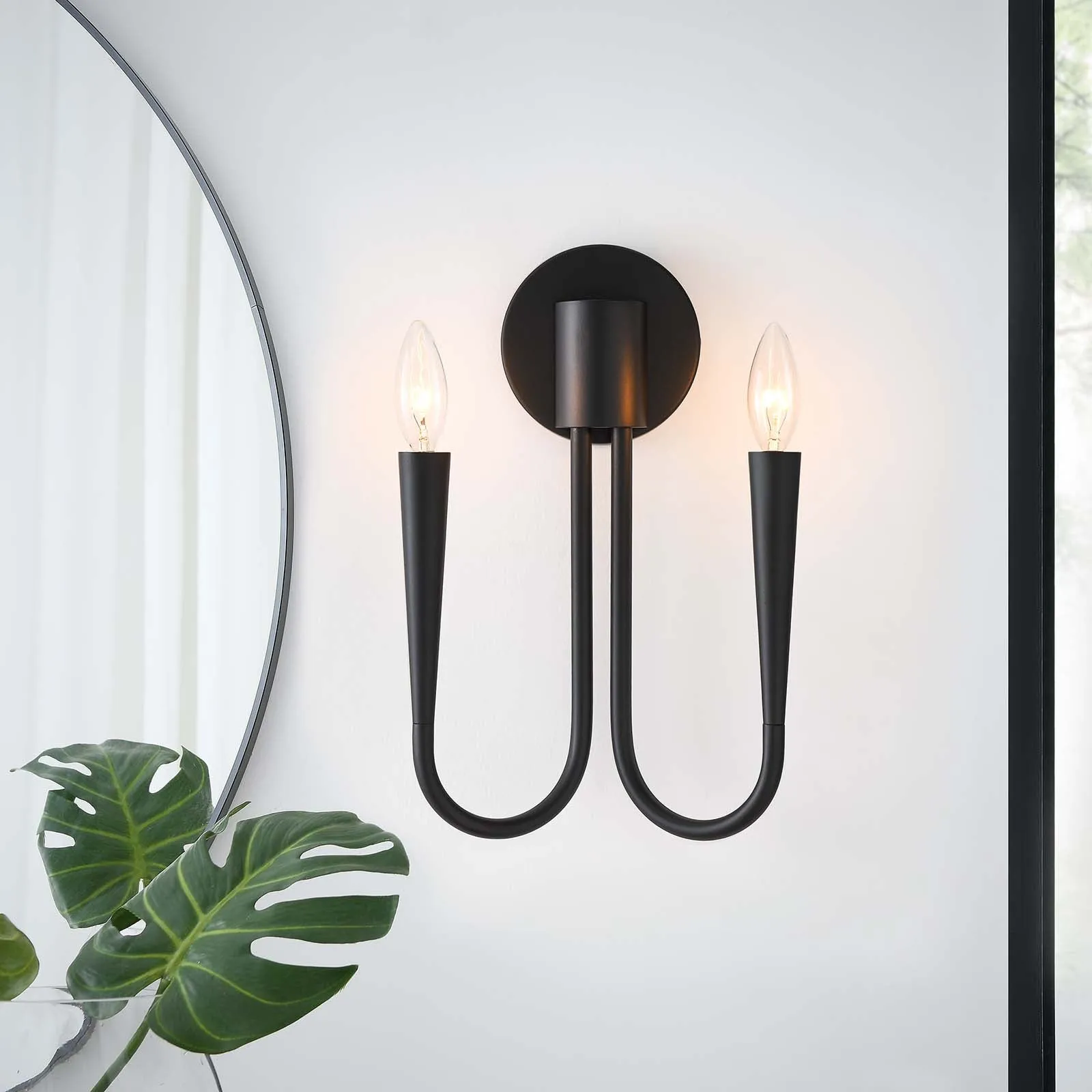 Penrose 2-Light Wall Sconce Black EEI-5666-BLK