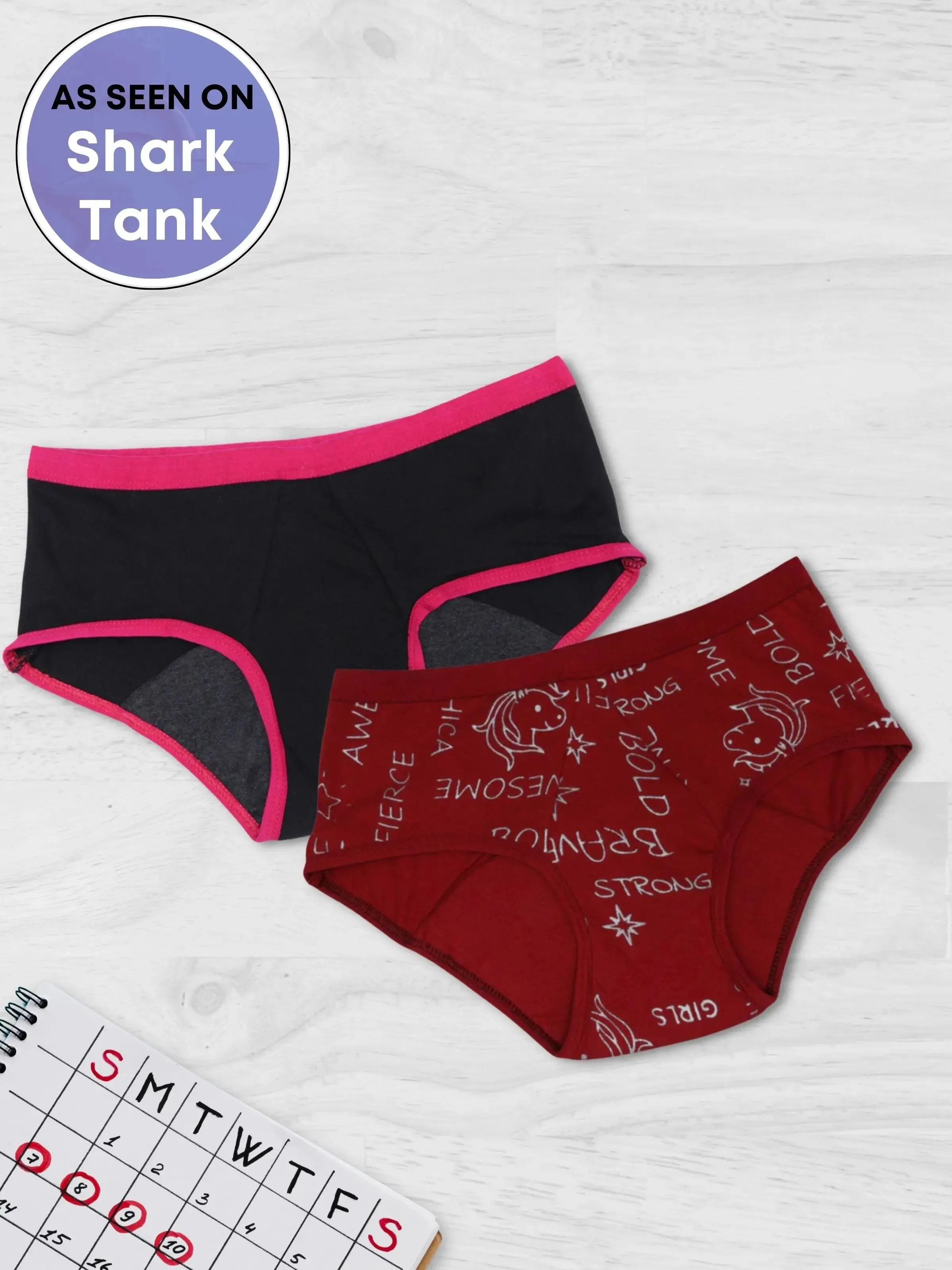 Period Panties | No Pad Needed | Rash Free | Leakproof | Reusable | Black & Printed Maroon Period Panty