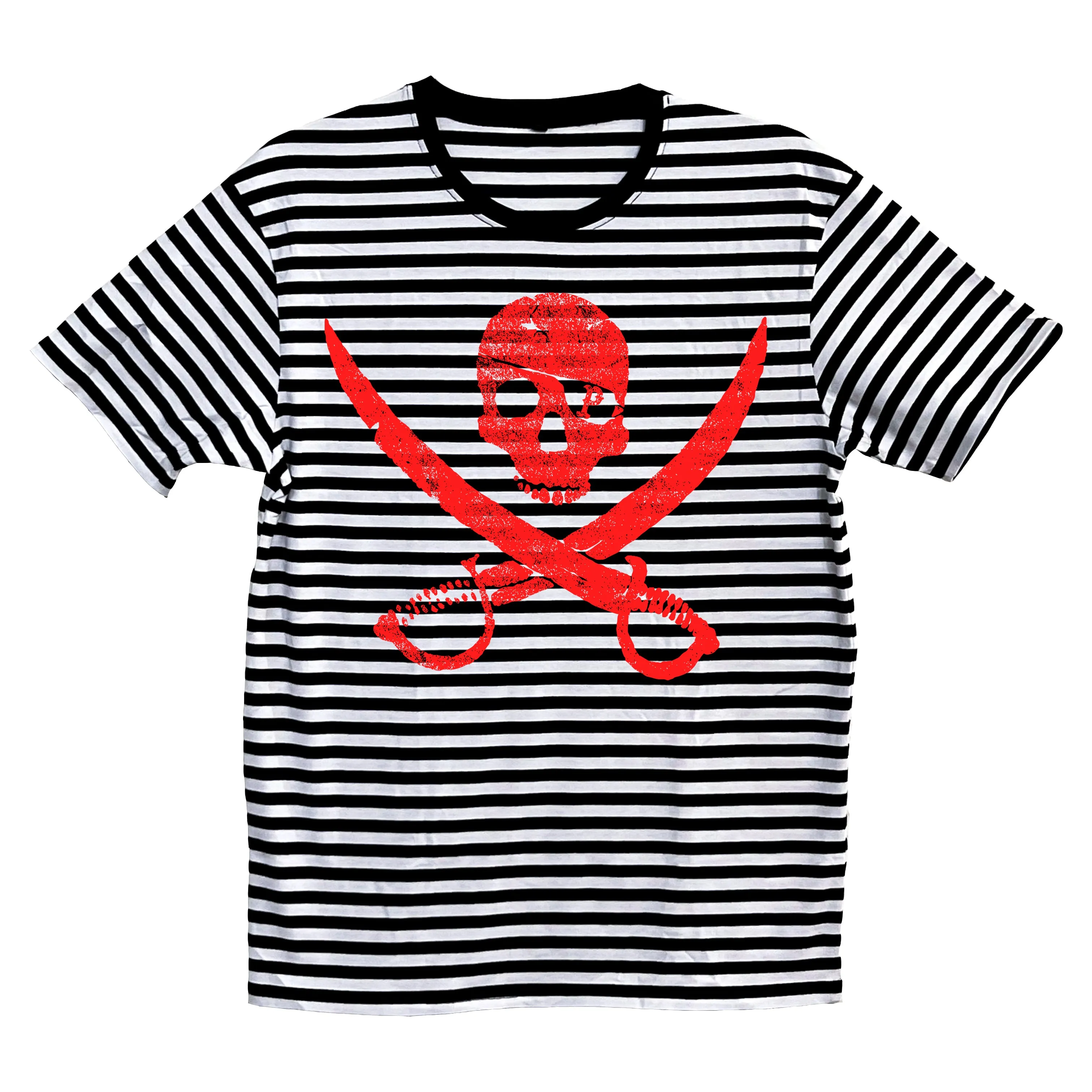 Pirates Press Records - Pirate Logo - Red On Black & White - T-Shirt